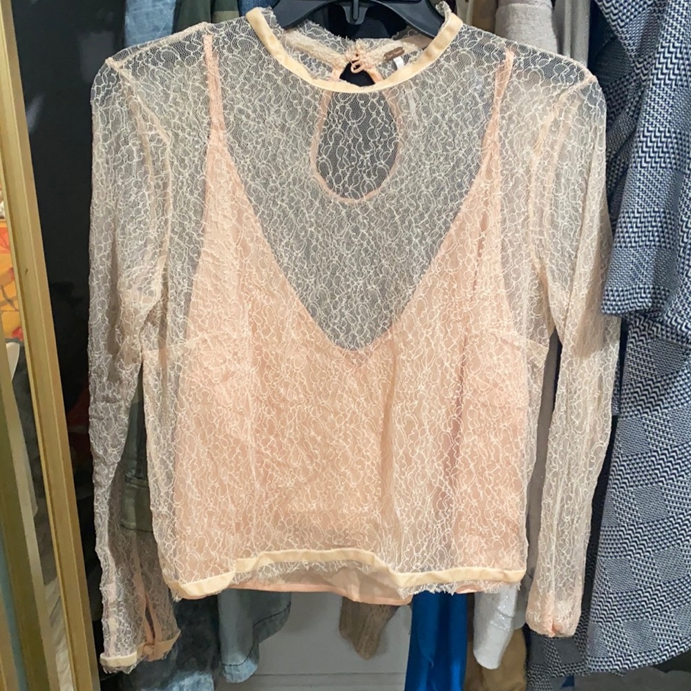 Free people lace top with insert small S